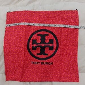 TORY BURCH ,Orange and pink Dust Bag 14 1/2 x 14 , draw string enclosure ,EUC.